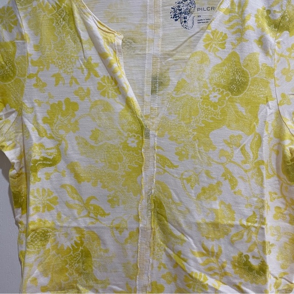 Anthropologie Pilcro Spliced-Neck Tee New Yellow White Floral Size XS ANTHRO NWT - Picture 9 of 10